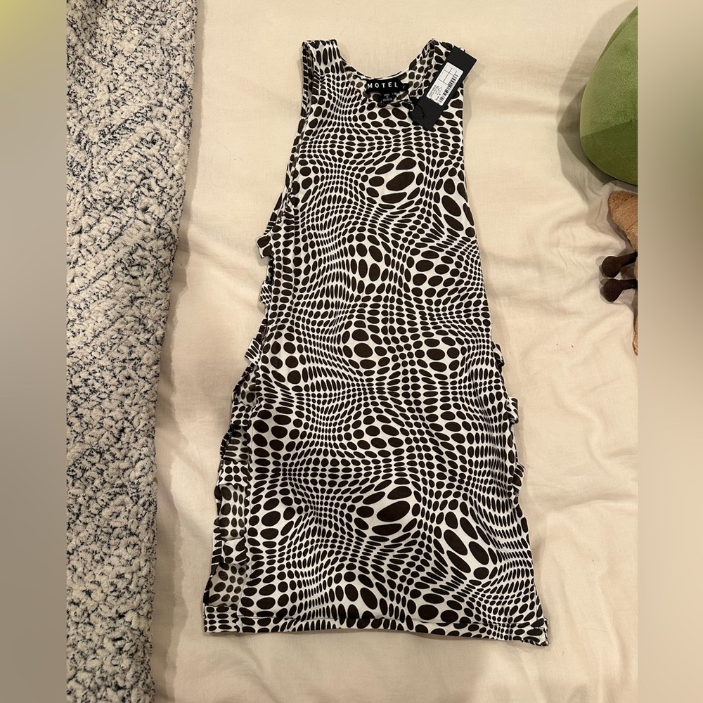 Motel Rocks Brown and White Polka Dot Dress